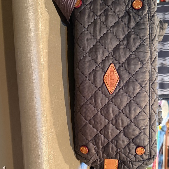 MZ Wallace Quilted Charcoal/Slate and Brown Bag - Picture 2 of 6